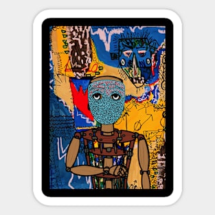 R2D2 NFT - Unique Traits with Puppet Mask and Street Art Background Sticker